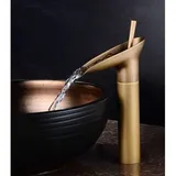 Wasserfall-waschtischarmatur, Antikmessing-armatur, Warm- Und Kaltwasserschalter