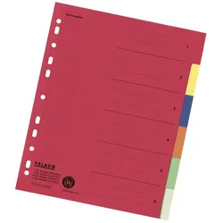 Falken, Register Karton, 24,0 x 29,7cm, 230g/m2 Manila-RC-Karton, 6-teilig