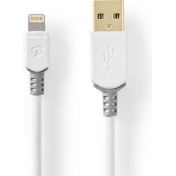 Nedis Lightning Kabel USB 2.0 Apple Lightning 8-Pin USB-A Stecker 480 Mbps Vergoldet 3.0 (3 m), USB Kabel