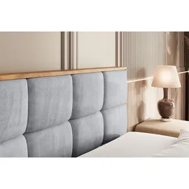 altdecor Boxspringbett mit Matratze Topper, Polsterbett mit Bettkasten, LOLLI2-Z KING - 180x200 - Grau Monolith