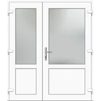 Kunststoff Nebeneingangstür nach Maß "CELINE-M" 70 mm asymmetrisch Weiß RAL 9016 beidseitig außen öffnend DIN rechts