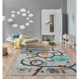 The CarPET Happy Life« rund 4 mm Höhe Life Kinderzimmer Teppich Spielteppich pflegeleicht, grau