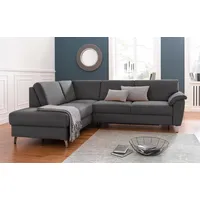 Ecksofa SIT & MORE "Texel L-Form" Sofas Gr. B/H/T: 250cm x 87cm x 201cm, Struktur, Ottomane links, ohne Funktion, grau (dunkelgrau) mit Federkern, wahlweise Bettfunktion und Bettkasten