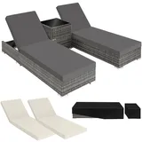 Tectake  Sonnenliegen Set 3-tlg. grau