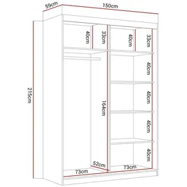 lookway Schwebetürenschrank CAMARO III 150 x 0 x 0 cm Weiß