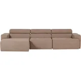 Woood Ecksofa Novi Bouclé, modern mit verstellbarer Nackenstütze, taupe, Links,
