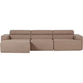 Woood Ecksofa Novi Bouclé, modern mit verstellbarer Nackenstütze, taupe, Links,