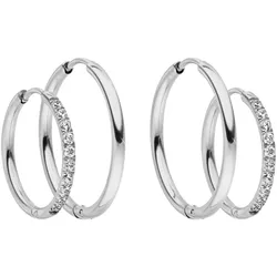 Creolen-Set »Schmuck Geschenk Lovely Glitter Ohrring-Set, 23081«, (Set, 4 tlg.), mit Zirkonia (synth.), 73855852-0 edelstahlfarben-kristallweiß + kristallweiß