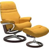 Stressless Stressless® Relaxsessel »Sunrise«, (Set, Relaxsessel mit Hocker), mit Signature Base, Größe M, Gestell Wenge gelb