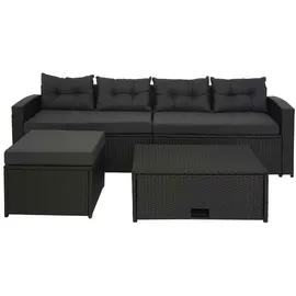 Mendler Poly-Rattan Garnitur HWC-J34 7-tlg. Schwarz