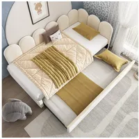 HAUSS SPOLE Polsterbett Daybett 90x200cm mit Ausziehbett 90x190cm, Samt, Beige, ohne Matratze (Tagesbett, Schlafsofa, Daybett, 1-tlg., 90x200cm+90x190cm, ohne Matratze), mit Ausziehbett beige 97 cm x 203 cm x 76 cm
