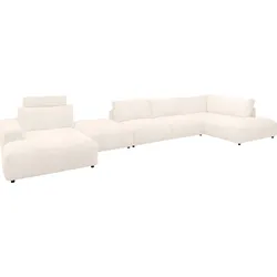 Wohnlandschaft "Lucia U-Form", weiß, B:504cm H:81cm T:204cm, GALLERY M BRANDED BY MUSTERRING, Sofas, Cord-Bezug, inklusive Kopfstütze, Gesamtbreite 524 cm