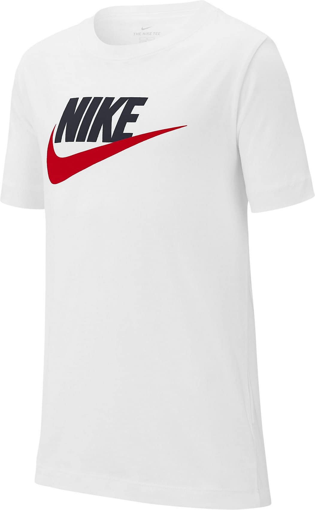Nike Jungen B Nsw Tee Futura Icon Td T Shirt, White/Obsidian/University Red, 14 Jahre EU