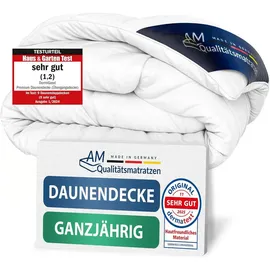 AM Qualitätsmatratzen Premium Ganzjahres Daunen Bettdecke Made in Germany aus 100% | Daunen 220x240cm