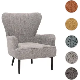 Mendler Lounge-Sessel HWC-K37 Chenille 75 x 80 x 75 cm grau mit Kissen