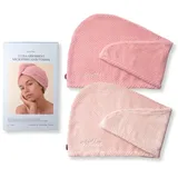 waschies Mikrofaser Haarhandtuch/Haarturban mit praktischem Fixierknopf – 2er Set Blush/Soft Rosé – für schnelle Haartrocknung – sanft, leicht & saugfähig – geeignet für alle Haartypen