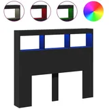 vidaXL LED-Kopfteil mit Ablagen Schwarz 120x17x102 cm - Schwarz
