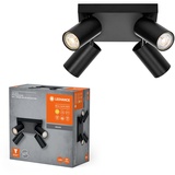 LEDVANCE OCTAGON PL 4 x 3,4W, GU10, 920lm, schwarz, 2.700K Farbtemperatur, warmweiße Lichtfarbe, zeitlos, austauschbare LED-Lampe, ideal für Innenräume, CRI 90, verstellbare Köpfe, dimmbar