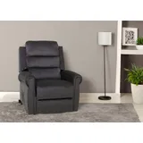 Mendler Fernsehsessel HWC-K63, Relaxsessel, Liegefunktion Aufstehhilfe Massage Heizfunktion, Stoff 220g/m2 Chenille ~ dunkelgrau