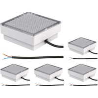 ledscom.de 5 Stück LED Pflasterstein Bodeneinbauleuchte CUS für außen, IP67, eckig, 15 x 15cm, warmweiß