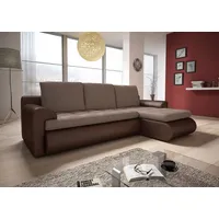 Ecksofa Santi II mit schmutzabweisender Stoff - Polsterecke L-Form, Schlafsofa mit Bettkasten, Sofa mit Schlaffunktion, Couch (Braun + Beige (Madry... - Braun/Beige