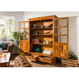 Massivmoebel24 Vitrine Akazie 134 x 50 x 196 cm Honig