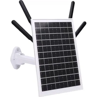 OEM 4G LTE Modem Router mit 12W Solarpanel und 18000 mAh Akku, 300 Mbit/s WLAN-Extender, 150m Reichweite, IP66, Schwarz/Weiße Antennen
