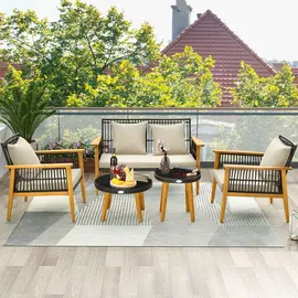 Costway Polyrattan Set 5-tlg. Braun