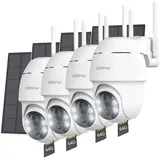 COOAU Überwachungskamera 3 Stück 3MP HD Überwachungskamera Aussen Solar mit 64GB Speicher (Aussen, Außenbereich, außen, Outdoor, 2K PTZ 355°/90° Kabellos Überwachungskamera Außen Akku, 2.4GHz WLAN IP Kamera mit Smart Bewegungsmelder Farb-Nachtsicht, Smart PIR-Erkennung Customize Alert Zone 2-Wege-Audio) weiß