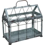 Esschert Design Gewächshaus m. verschließbarem Deckel, Pflanzenhaus Größe S, 29,3 x 15,4 x 26,4 cm, Eisen/Glas mit Tragegrifff, stabile Standfüße