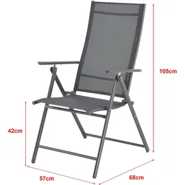 [en.casa] Kalamata Gartenstuhl 57 x 57 x 105 cm grau 2 St.