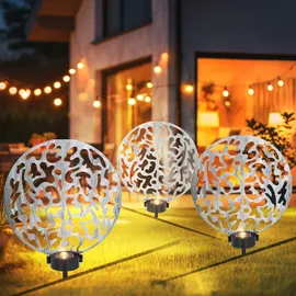 GLOBO Solarleuchte Metall 30x10x41 cm 2x LED warmweiß silber antik