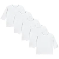 TupTam Baby Jungen Langarmshirt 5er Pack, Farbe: Weiß, Größe: