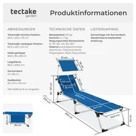 Tectake tectake® Sonnenliege Lorella gepolstert, klappbar