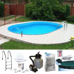 Ovalpool KONIFERA "LANZAROTE 4", weiß, B:300cm H:120cm L:490cm, Schwimmbecken, für den Volleinbau, in verschiedenen Größen erhältlich