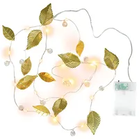 Nipach GmbH Lichterkette Perlen + Blätter GOLD 2 m warm weiß