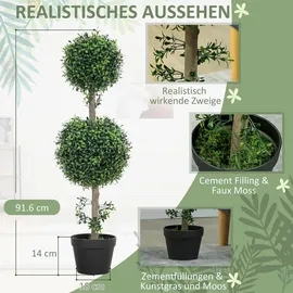 Homcom Künstlicher Buchsbaum 2er-Set groß 91,6 cm