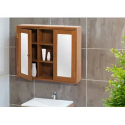 Mendler Teak-Spiegelschrank HWC-M85, Badspiegelschrank, hochwertiges B-Grade-Teak (Kernholz, 20-30 Jahre), 70x80x20cm