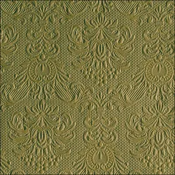 Ambiente 15 Servietten Papier 33x33cm 3-lagig - Einweg Papierservietten mit Ornamenten geprägt Hochzeit Dinner Gastronomie Party Hochzeitsservietten Olivgrün