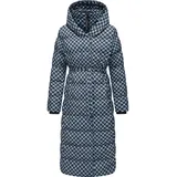 Ragwear Damen, Wintermantel Warmer atmungsaktiver und wasserdichter Mantel mit angesagtem Hahnentritt Muster mit Kapuze Niara Long Print YOUMODO Cloud Gr. 3XL - 3XL