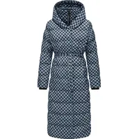 Ragwear Damen, Wintermantel Warmer atmungsaktiver und wasserdichter Mantel mit angesagtem Hahnentritt Muster mit Kapuze Niara Long Print YOUMODO Cloud Gr. 3XL - 3XL