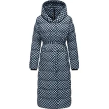 Ragwear Damen, Wintermantel Warmer atmungsaktiver und wasserdichter Mantel mit angesagtem Hahnentritt Muster mit Kapuze Niara Long Print YOUMODO Cloud Gr. 3XL - 3XL