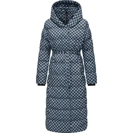 Ragwear Damen, Wintermantel Warmer atmungsaktiver und wasserdichter Mantel mit angesagtem Hahnentritt Muster mit Kapuze Niara Long Print YOUMODO Cloud Gr. 3XL - 3XL
