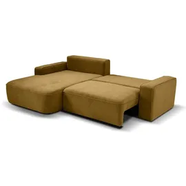 beautysofa Ecksofa TORRE - Links seite Eckcouch L-Form mit Schlaffunktion & Bettkasten - Senf (Velo626) - Gelb
