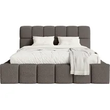 FEDVE Polsterbett Lund aus Bouclé-Stoff 160x200 cm, Braun - Braun
