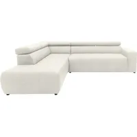 DOMO collection Ecksofa »Brandon L-Form, auch in Leder«, inklusive Kopfteilverstellung, wahlweise mit Sitztiefenverstellung, beige