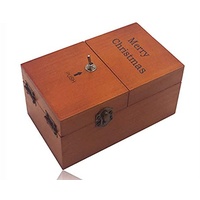 Longzhuo Useless Box aus Holz,Nutzlose Box Umweltfreundliche Naturkiefer mit Metallknöpfen für Weihnachten, Neujahrsgeschenke