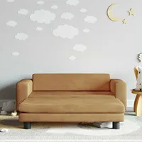 Kindersofa Mit Hocker Braun 100x50x30 Cm Samt