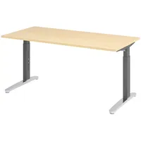 Bümö Schreibtisch Ahorn, Graphit, Nachbildung,Ahorn, Rechteckig, 160x74x80 cm, FSC