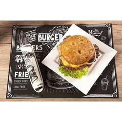 Mank Tischset Papier Burger Menu in Schwarz, 40 x 30 cm, 500 Stück - Platzset Platzdeckchen